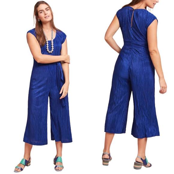 Maeve by Anthropologie Sonata Wide Leg Lined Tie Belt Jumpsuit Size 0 Resortwear - Picture 1 of 10